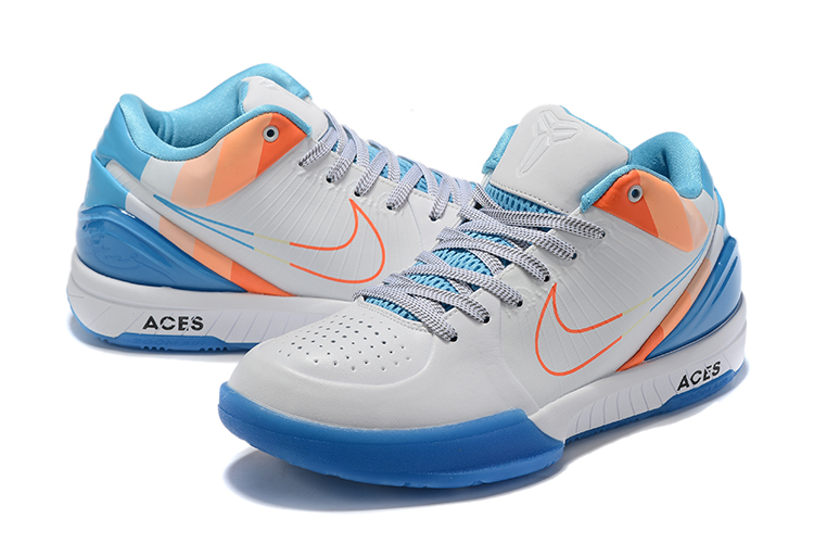 2019 Men Nike Kobe Bryant 4 White Orange Blue Shoes